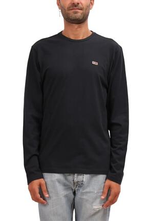 T-shirt - Casual - Homme - Suri - Manches longues, col rond côtelé - Blanc