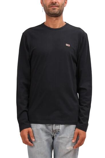 T-shirt - Casual - Homme - Suri - Manches longues, col rond côtelé - Blanc