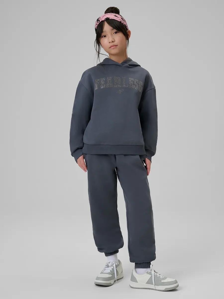 Bluza dresowa loose z kapturem dziewczęca 4F 4FJRSS26TSWSF2627 6/7