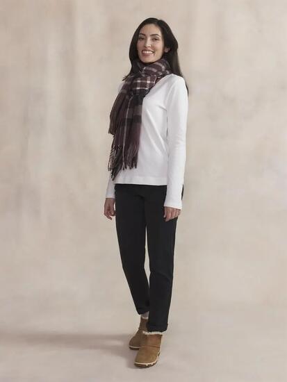 T-shirt - Femme - Col V, coton - AMARALON - Blanc/Ecru