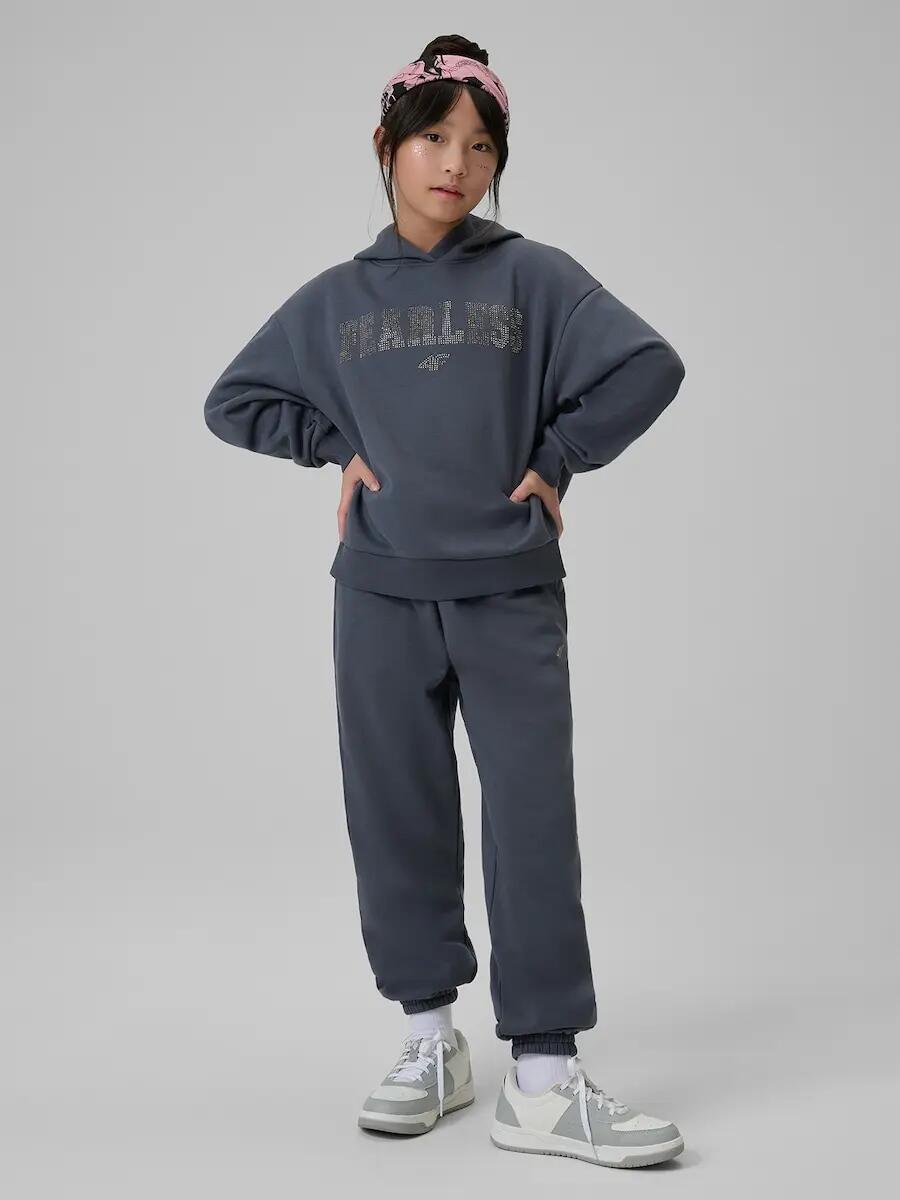 Bluza dresowa loose z kapturem dziewczęca 4F 4FJRSS26TSWSF2627 3/7