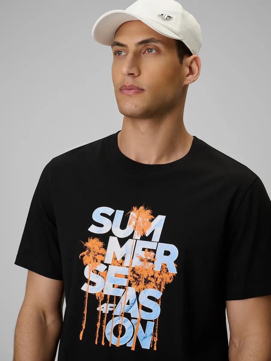 T-shirt regular z nadrukiem męski 4F 4FWSS26TTSHM2784 4/6