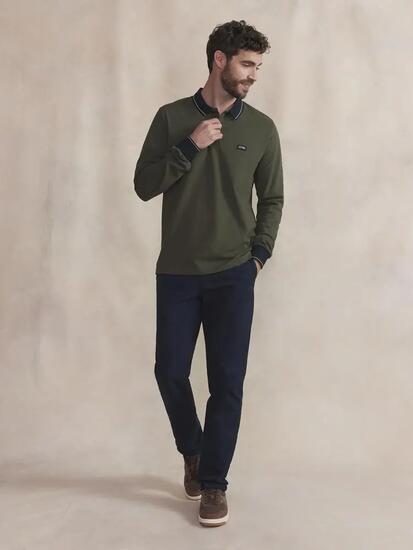 Polo manches longues - Homme - Col boutonné - NYLASPOL Vert