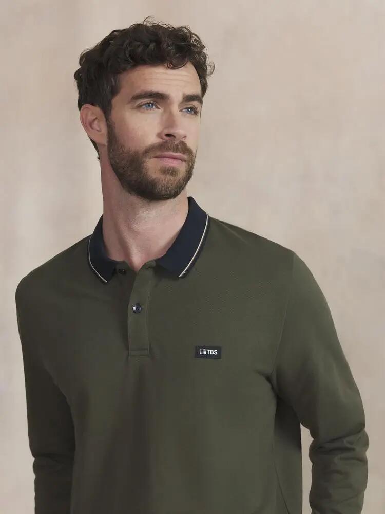 Polo manches longues - Homme - Col boutonné - NYLASPOL - Vert 3/5
