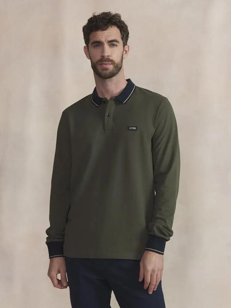 Polo manches longues - Homme - Col boutonné - NYLASPOL - Vert 2/5