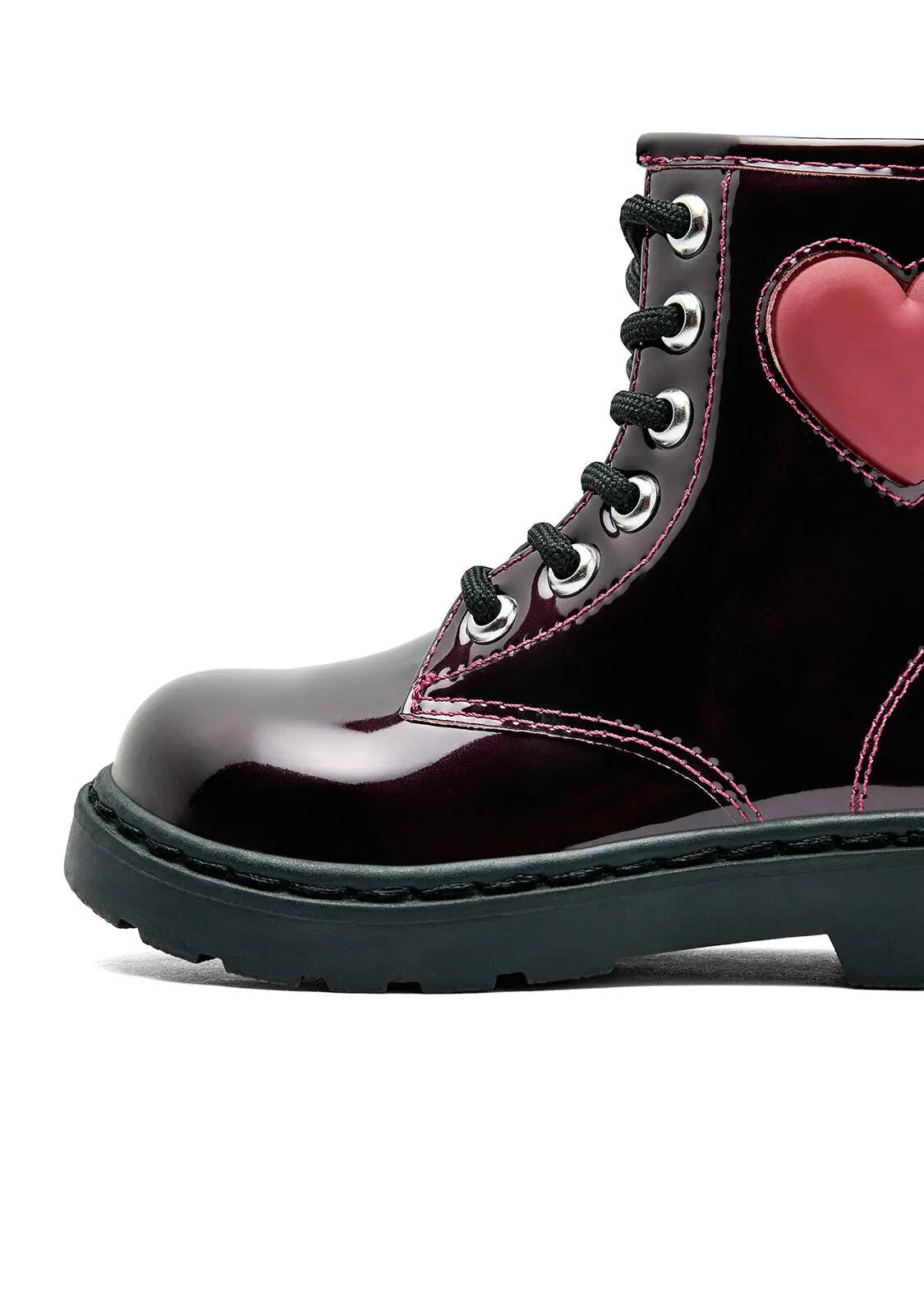 Botas Militares de Niña con Luz en Burdeos 3/4
