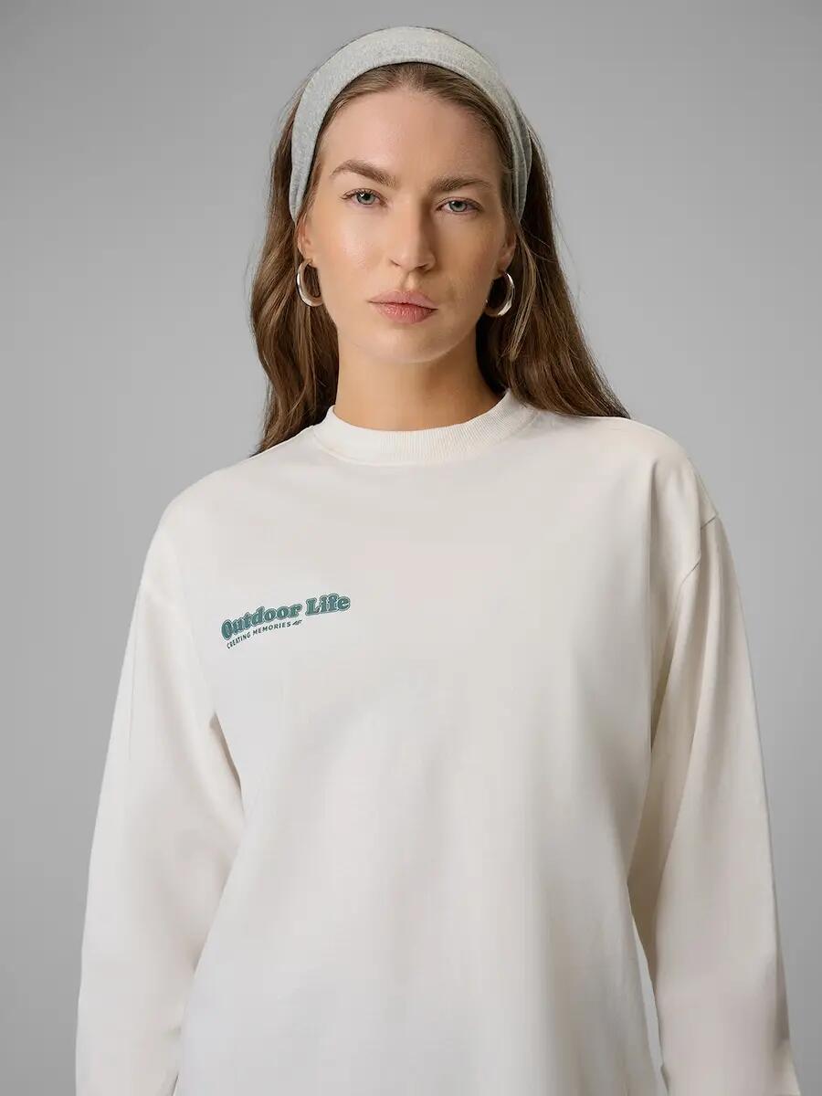Longsleeve regular z nadrukiem damski 4F 4FRSS26TSWSF2834 5/7