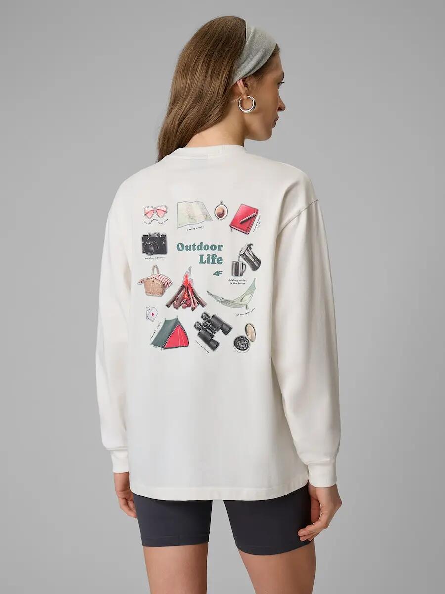 Longsleeve regular z nadrukiem damski 4F 4FRSS26TSWSF2834 2/7