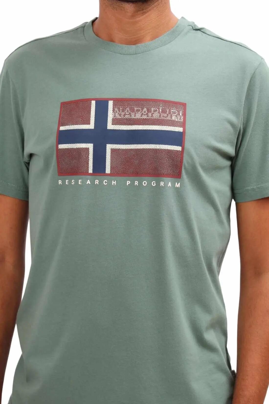Camiseta - casual - hombre - cuello redondo - semiles - verde 4/4