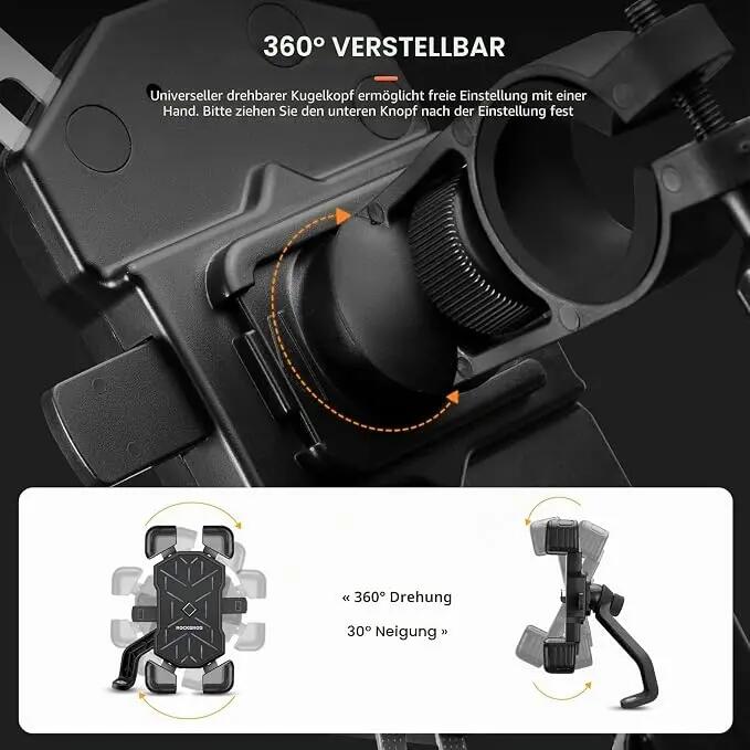 ROCKBROS Fahrrad Handyhalterung 360° Drehbare 5/6