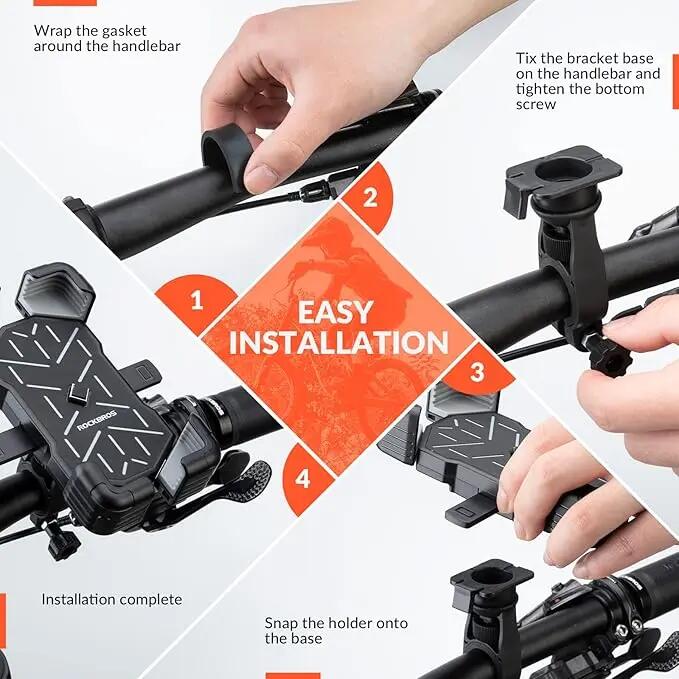 ROCKBROS Fahrrad Handyhalterung 360° Drehbare 2/6