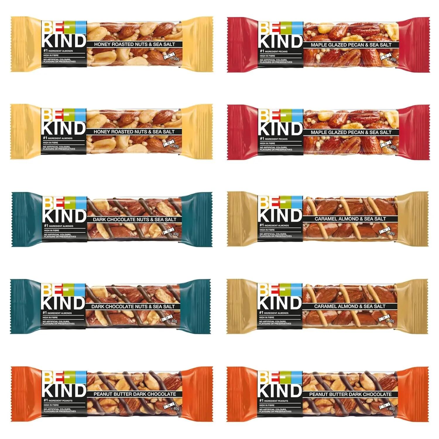 BE-KIND 5 Varietäten 10x40g Sortimentskarton Snack für Sport Fitness & Outdoor 6/8