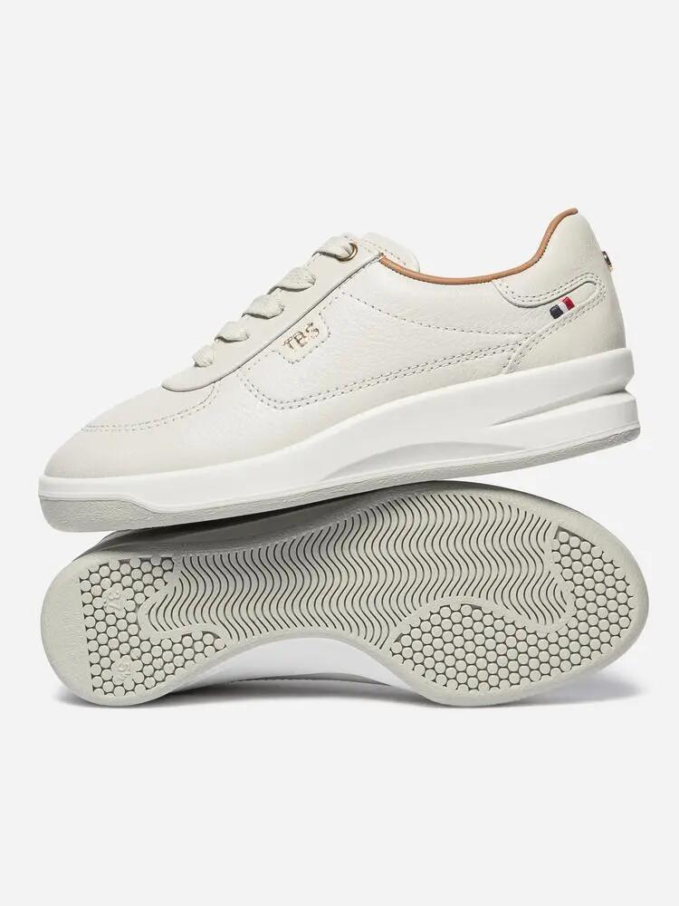 Baskets - Femme - Cuir, lacets, talon 35 mm - BRANILY - Blanc/Ecru 4/5