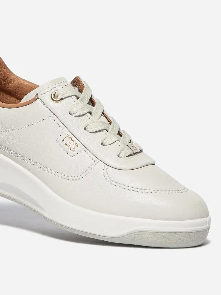 Baskets - Femme - Cuir, lacets, talon 35 mm - BRANILY - Blanc/Ecru 3/5