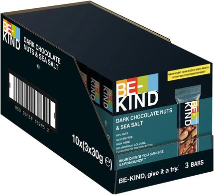 BE-KIND Dark Chocolate Nuts & SeaSalt 10x3x30g Riegel für unterwegs & Training