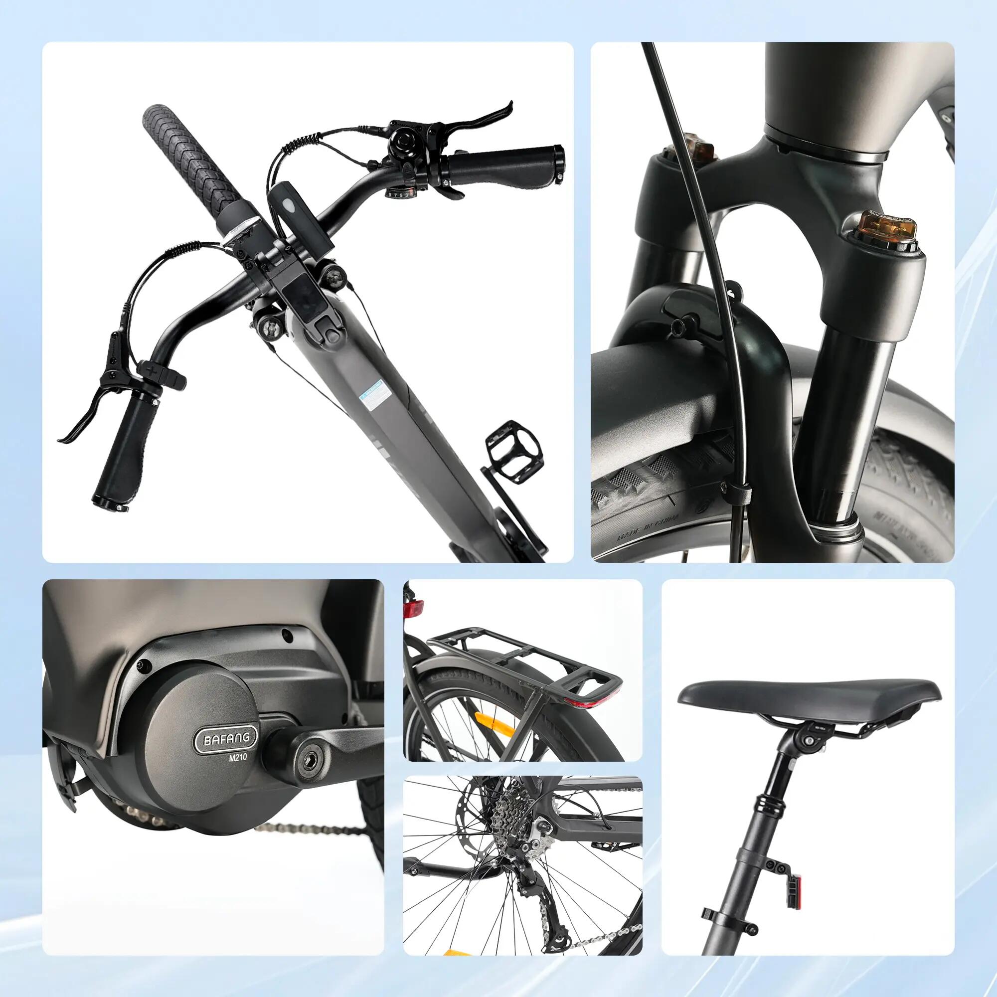 Bicicleta elétrica urbana TTGO Z5 bateria 36V 18Ah pneus 27,5" 13/15