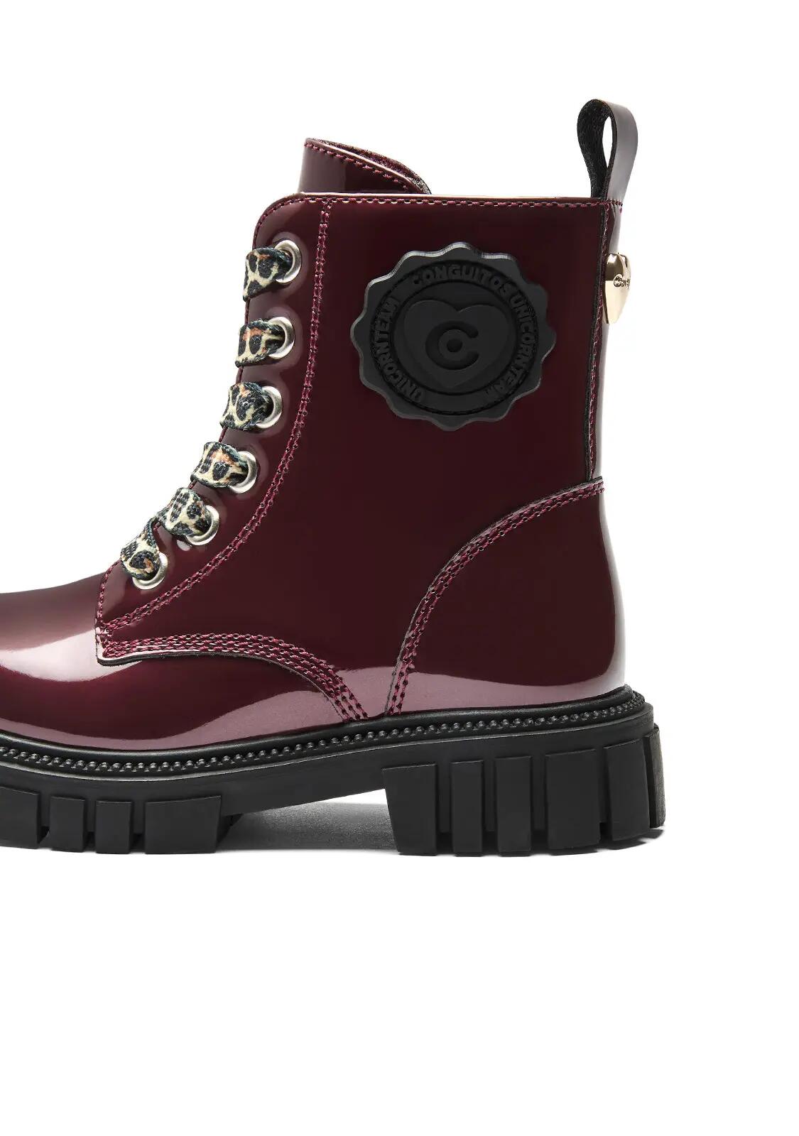 Botas Militares de Niña de Charol en Burdeos 4/4