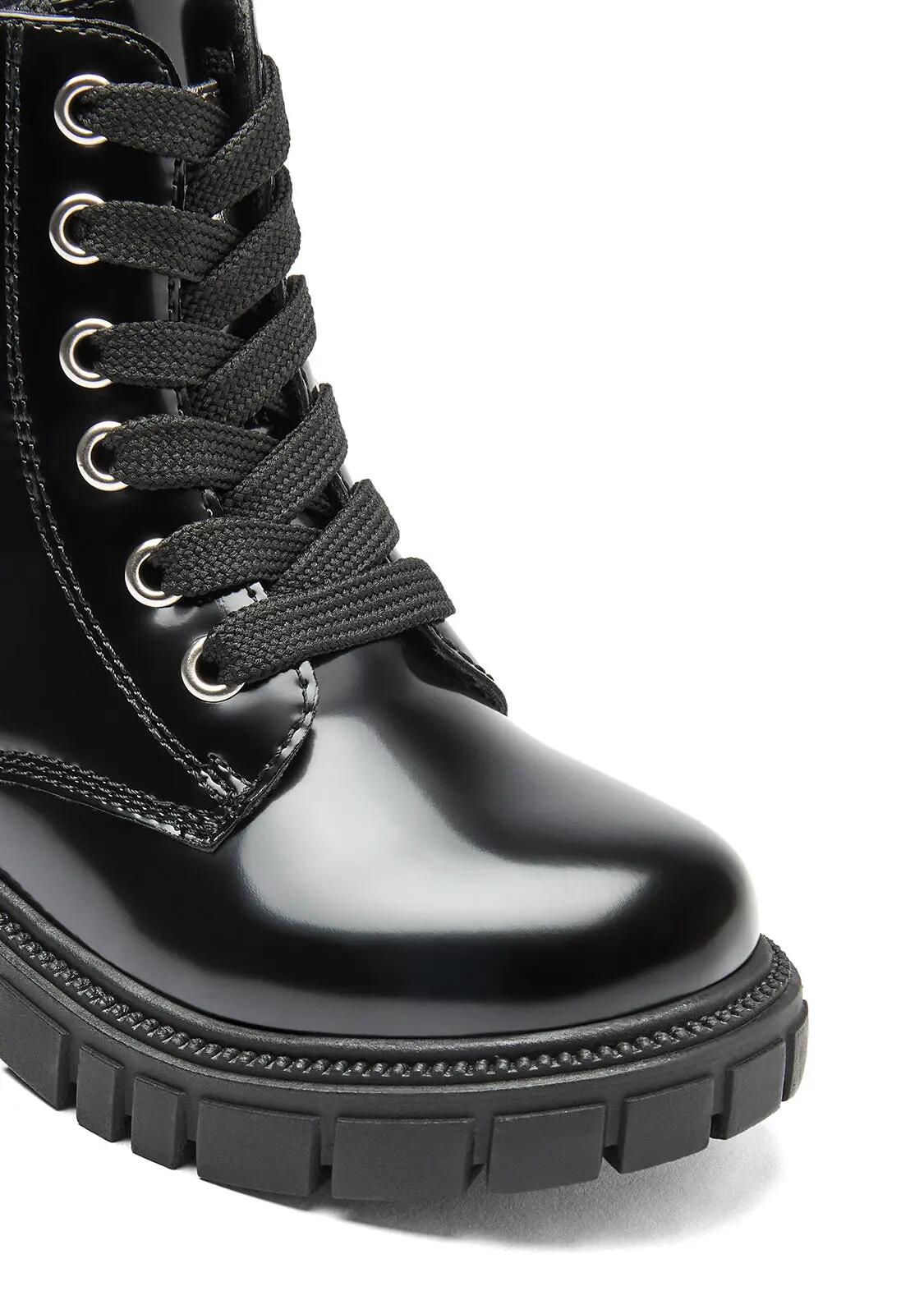 Botas Militares de Niña con Estrella en Negro 3/4