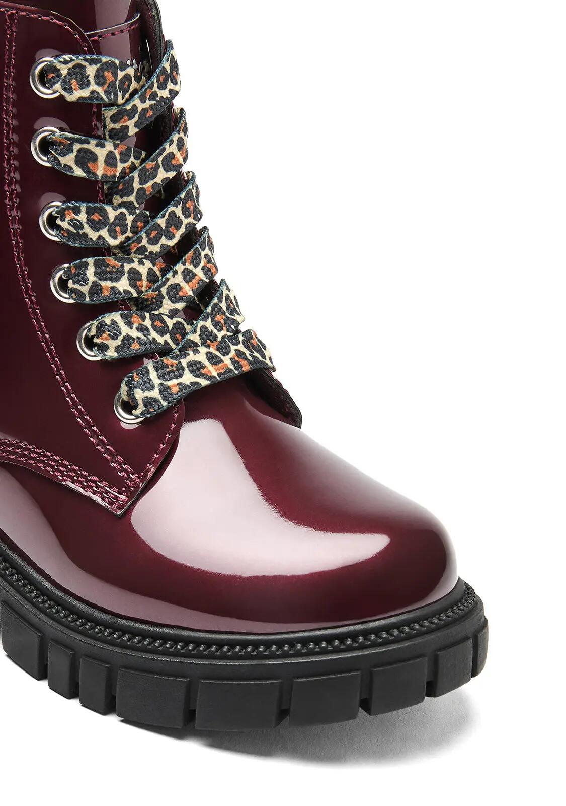 Botas Militares de Niña de Charol en Burdeos 3/4