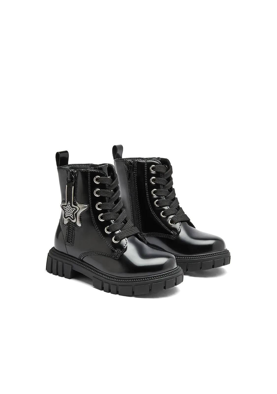 Botas Militares de Niña con Estrella en Negro 2/4