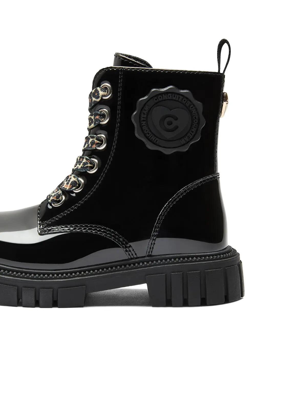 Botas Militares de Niña de Charol en Negro 4/4