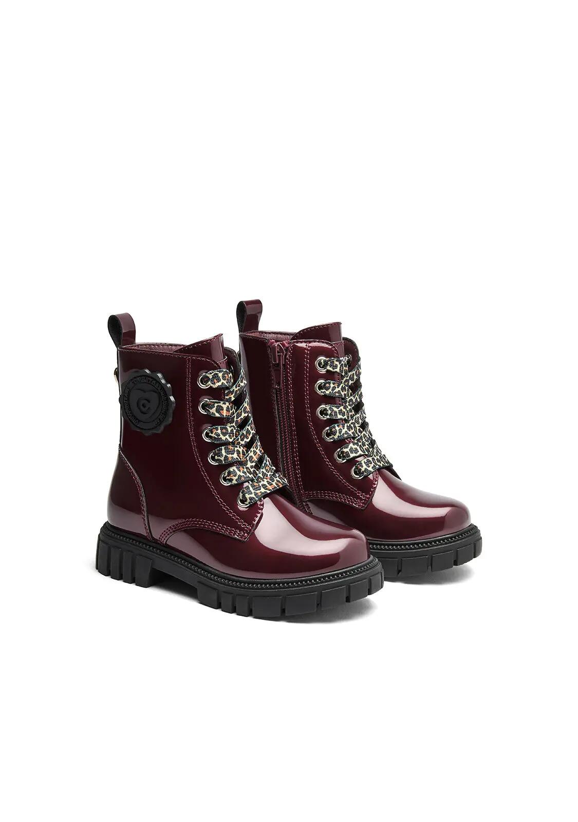 Botas Militares de Niña de Charol en Burdeos 2/4