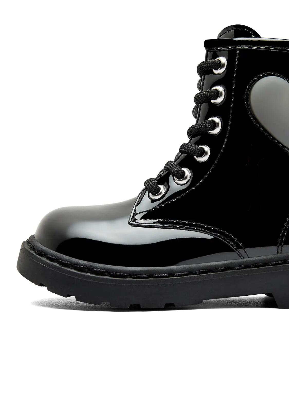 Botas Militares de Niña con Luz en Negro 3/4