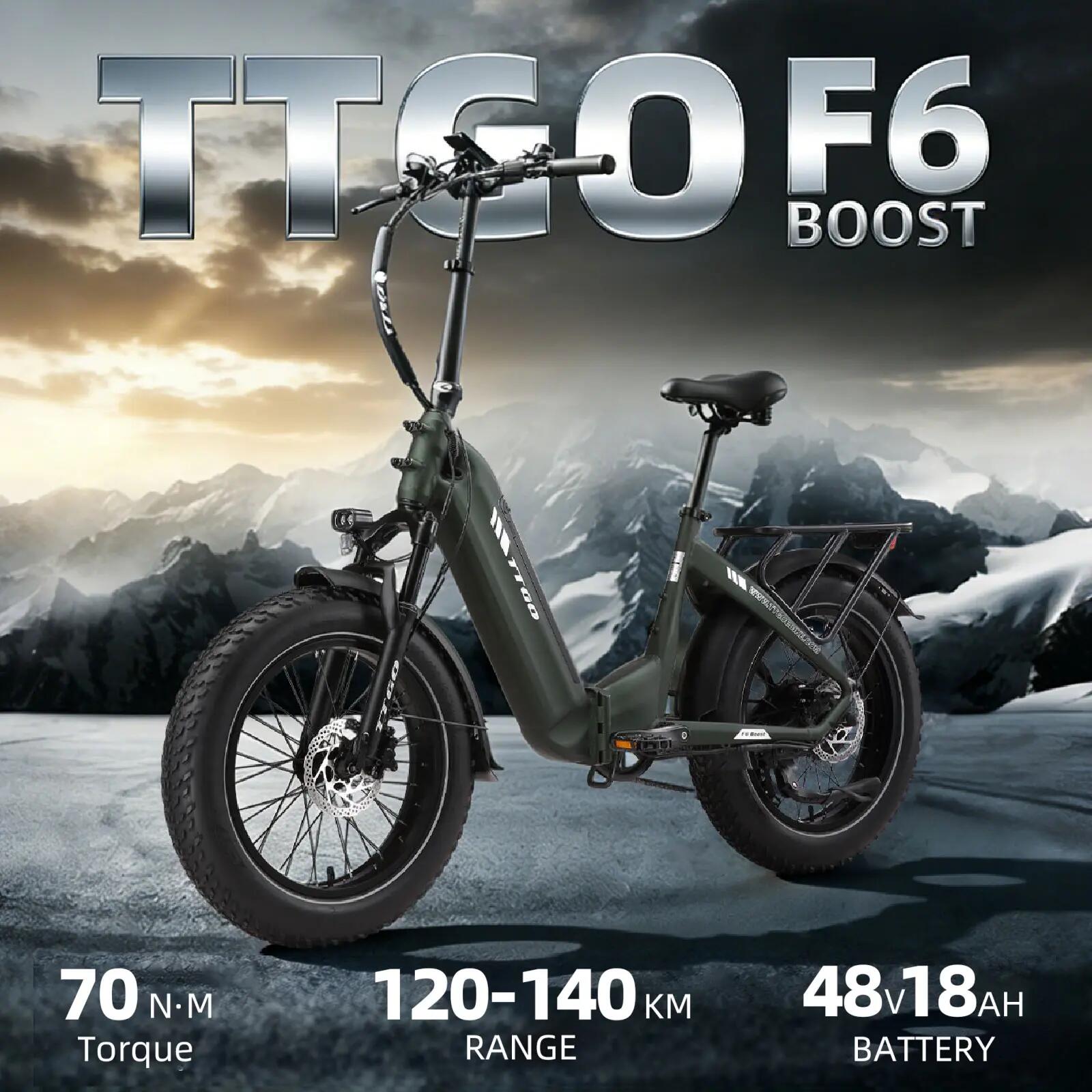 Opvouwbare e-bike TTGO F6 BOOST 20" vetband 140km max bereik 5/7