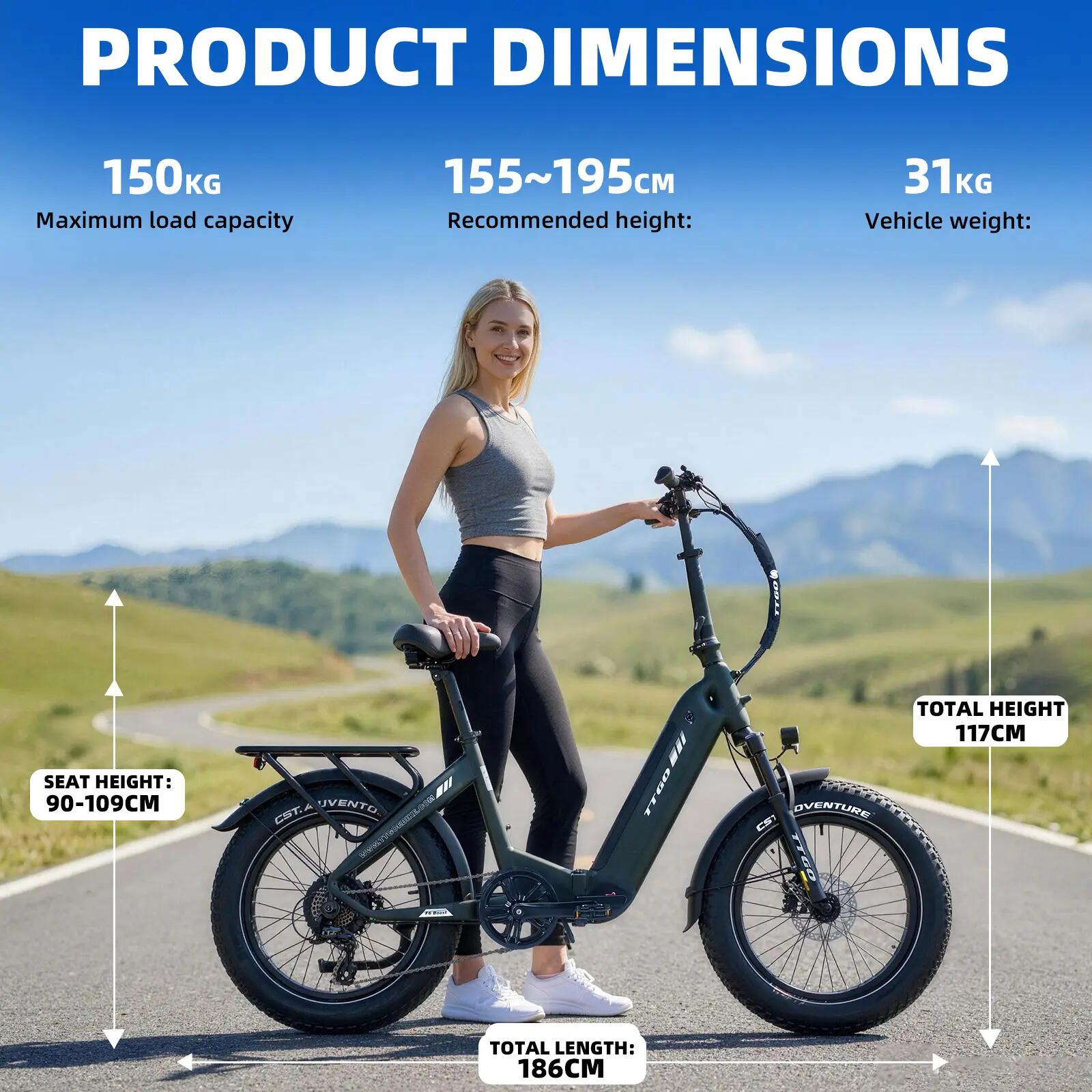 Opvouwbare e-bike TTGO F6 BOOST 20" vetband 140km max bereik 7/7