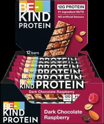 BE-KIND PROTEIN Riegel Dark Chocolate Raspberry 6x12x50g unterwegs & Training