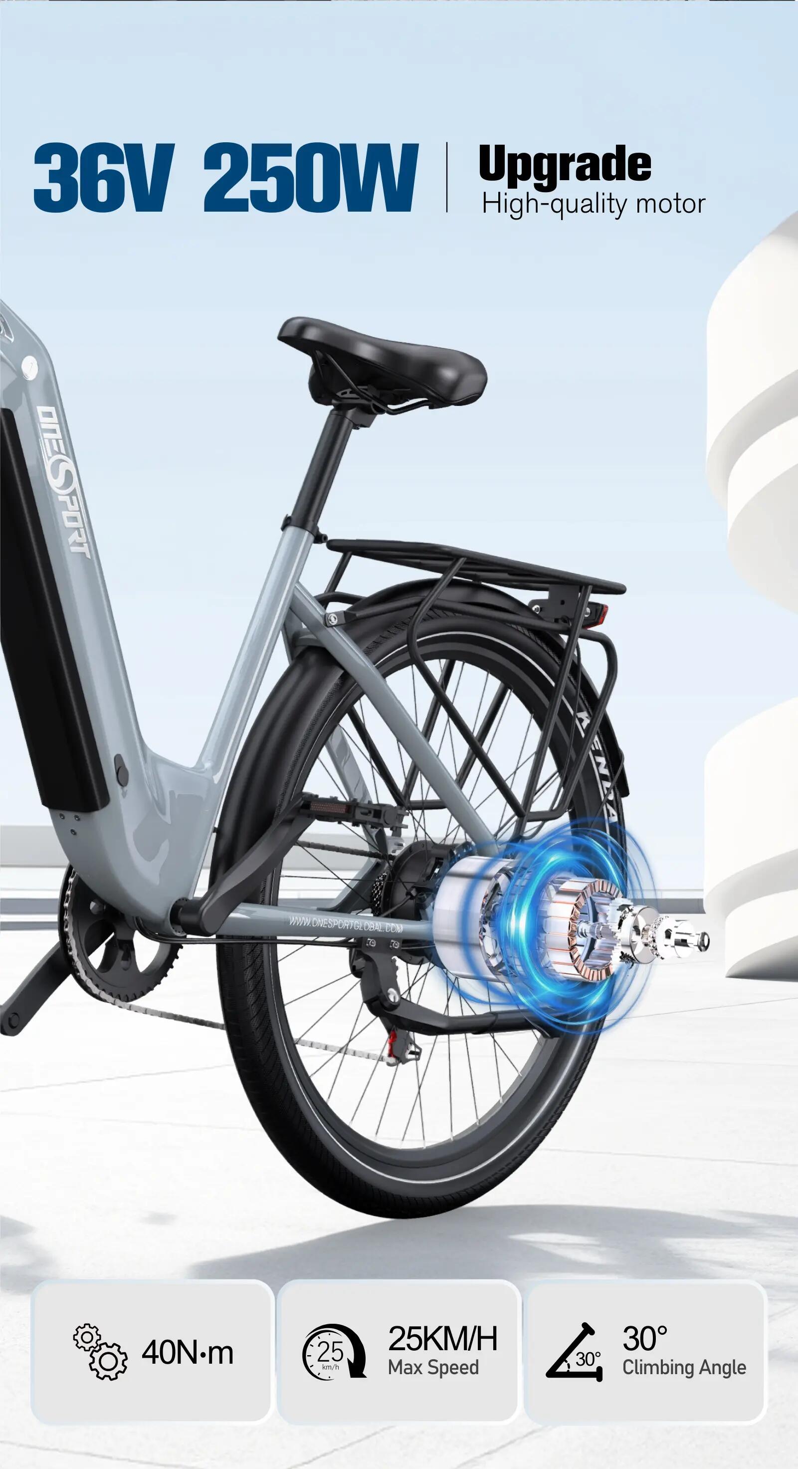 Bici elettrica adulti ONESPORT OT05 250W 36V18.2Ah 27.5" Città 9/15