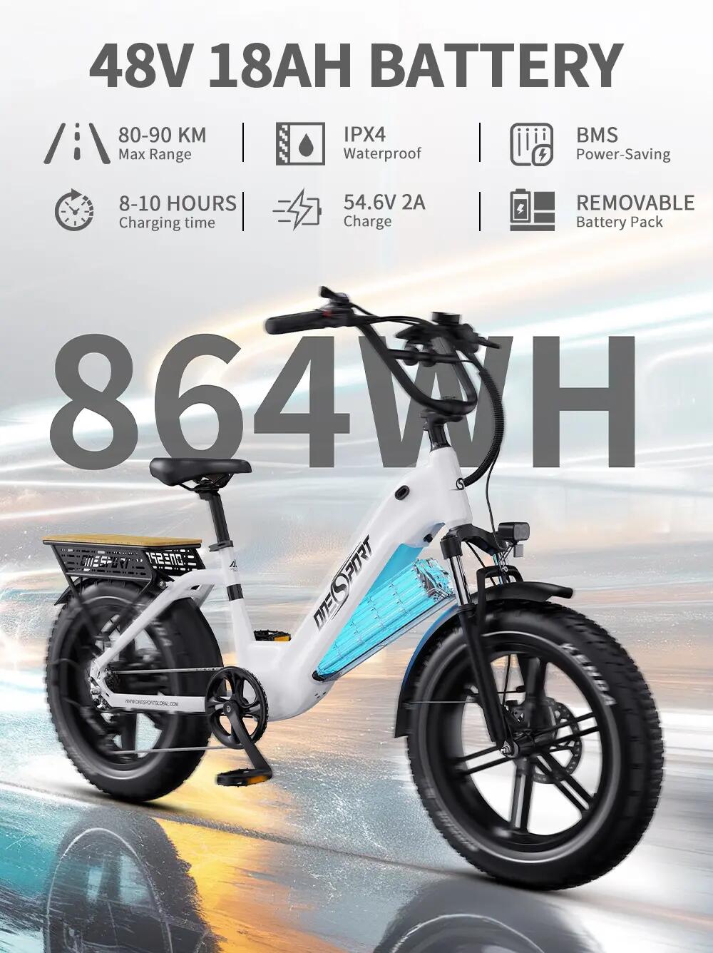 Bicicletta elettrica adulti OT08 48V18Ah 20 pollici Fat TT 8/11