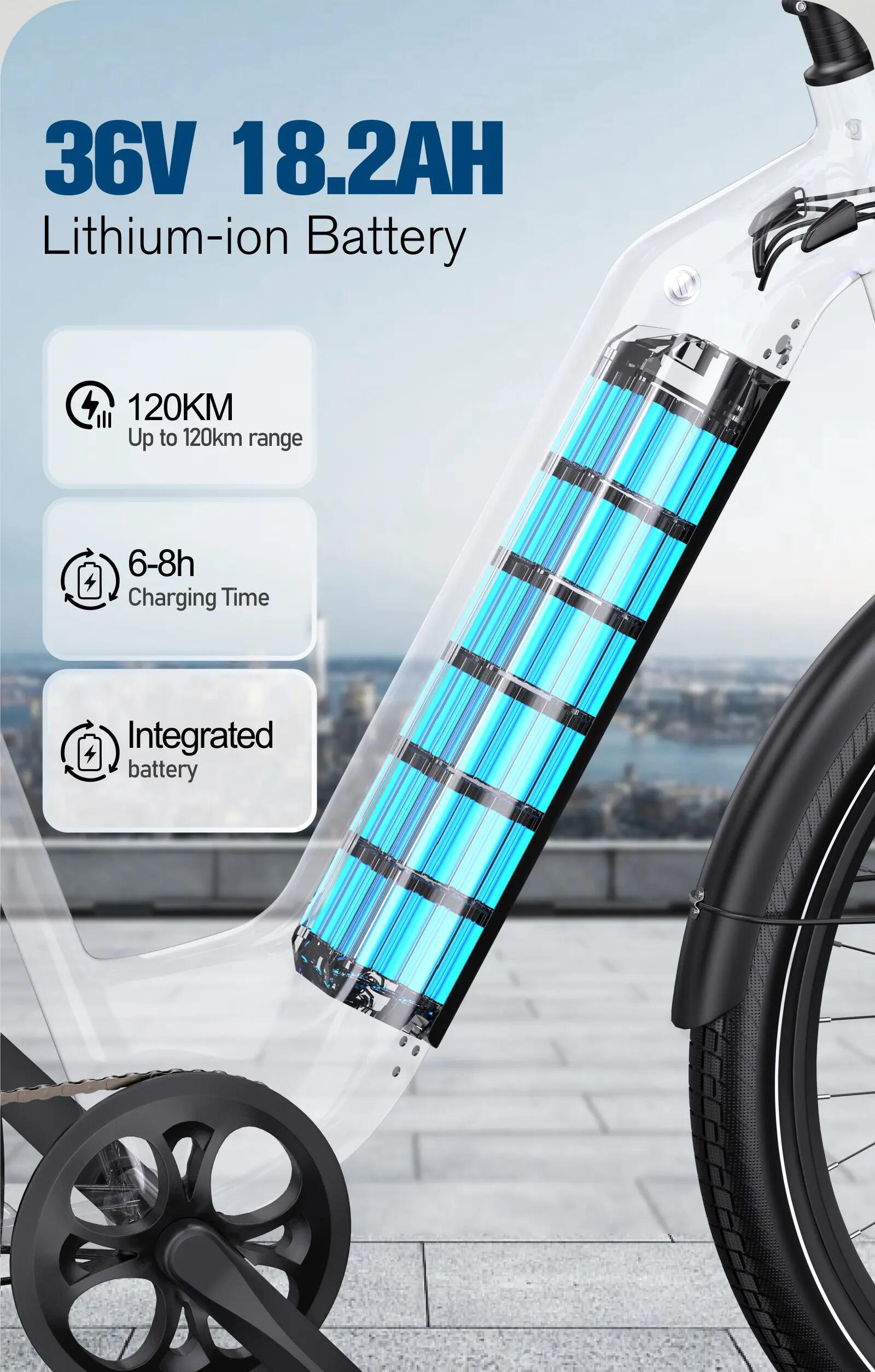 Bici elettrica adulti ONESPORT OT05 250W 36V18.2Ah 27.5" Città 8/15