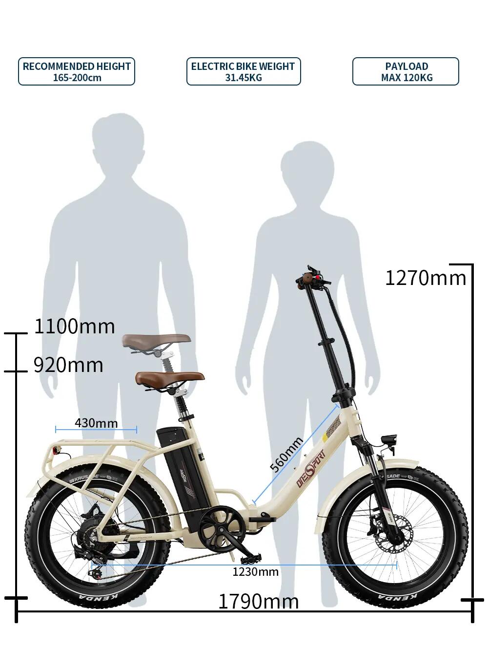 Bici elettrica pieghevole adulti ONESPORT OT16 Max 48V18Ah 20" TT Città 15/15