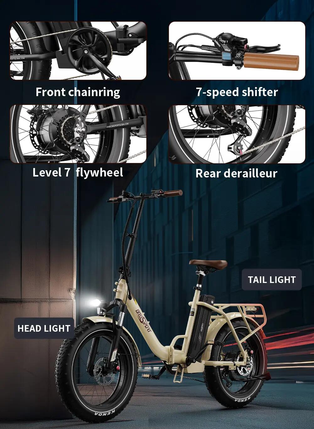 Bici elettrica pieghevole adulti ONESPORT OT16 Max 48V18Ah 20" TT Città 13/15