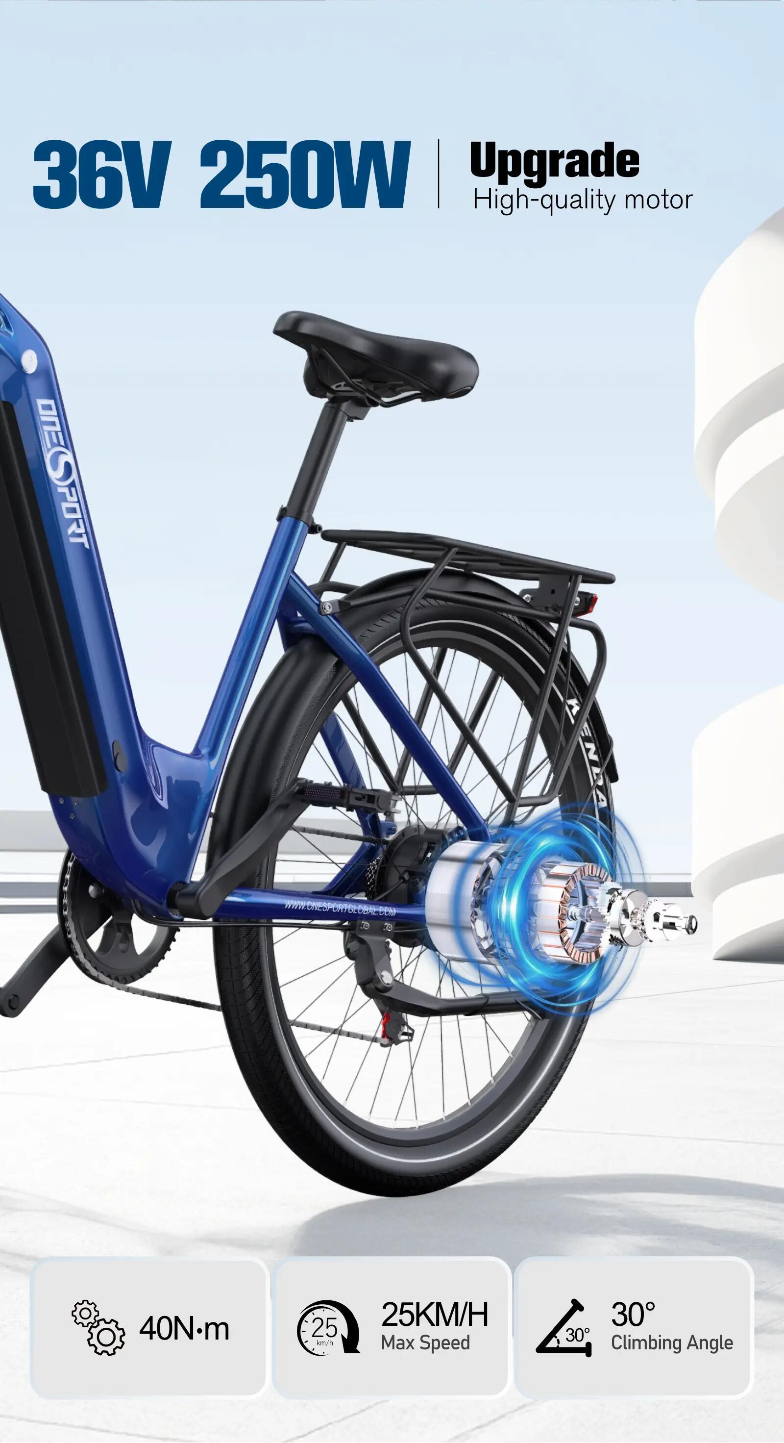 Bicicleta elétrica adulto ONESPORT OT05 250W 36V18.2Ah 27.5" Cidade 9/15