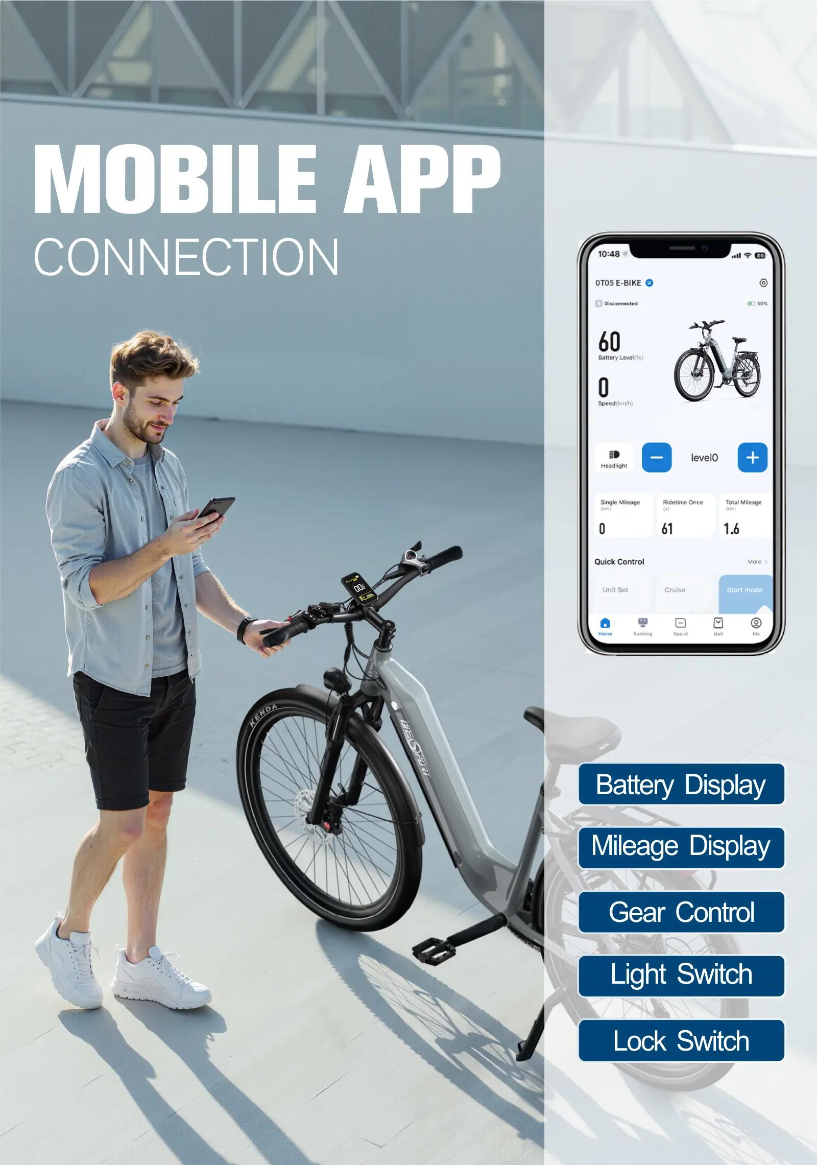Bici elettrica adulti ONESPORT OT05 250W 36V18.2Ah 27.5" Città 11/15