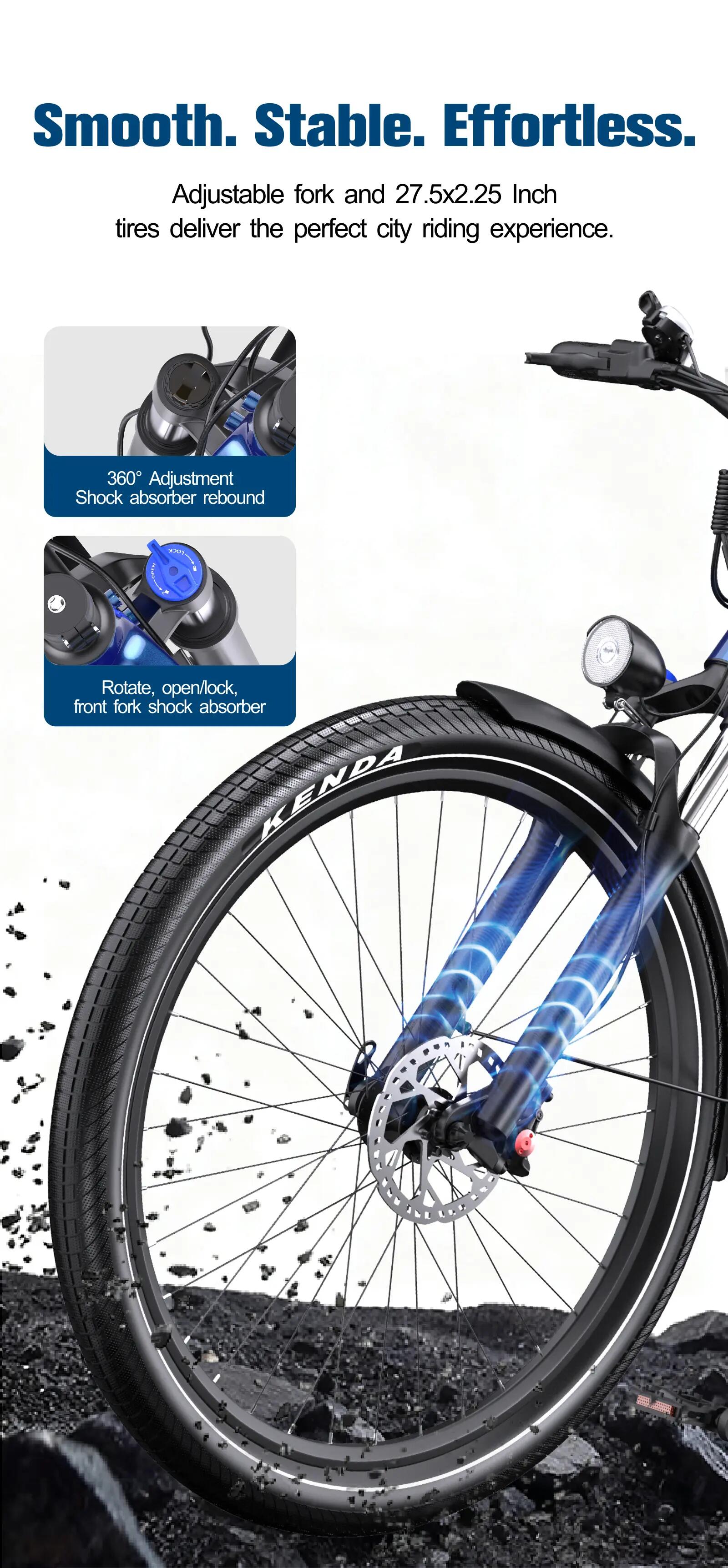 Bicicleta elétrica adulto ONESPORT OT05 250W 36V18.2Ah 27.5" Cidade 13/15