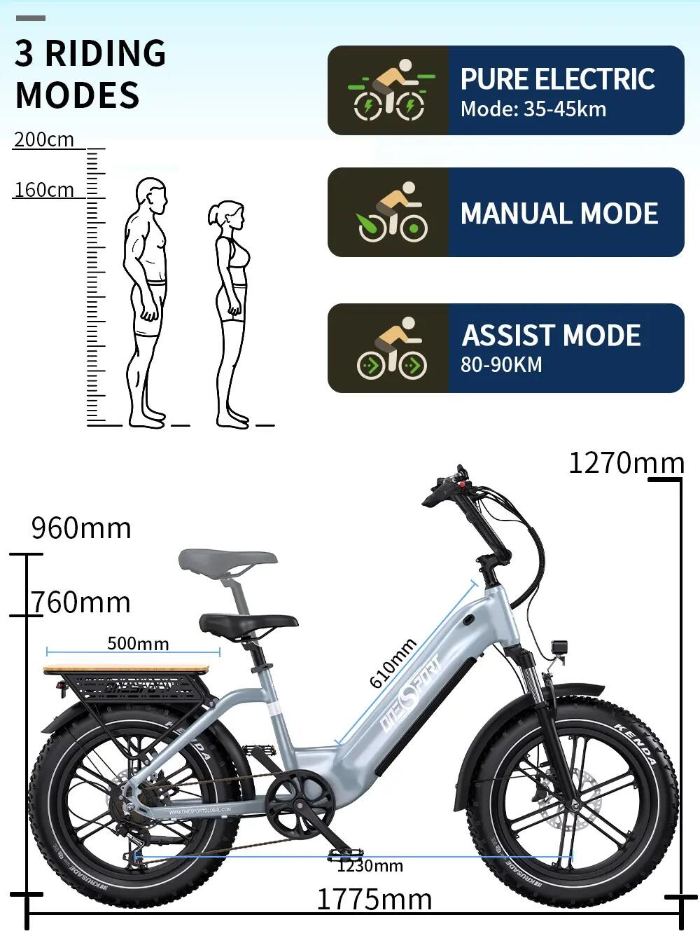 Bicicletta elettrica adulti OT08 48V18Ah 20 pollici Fat TT 6/11