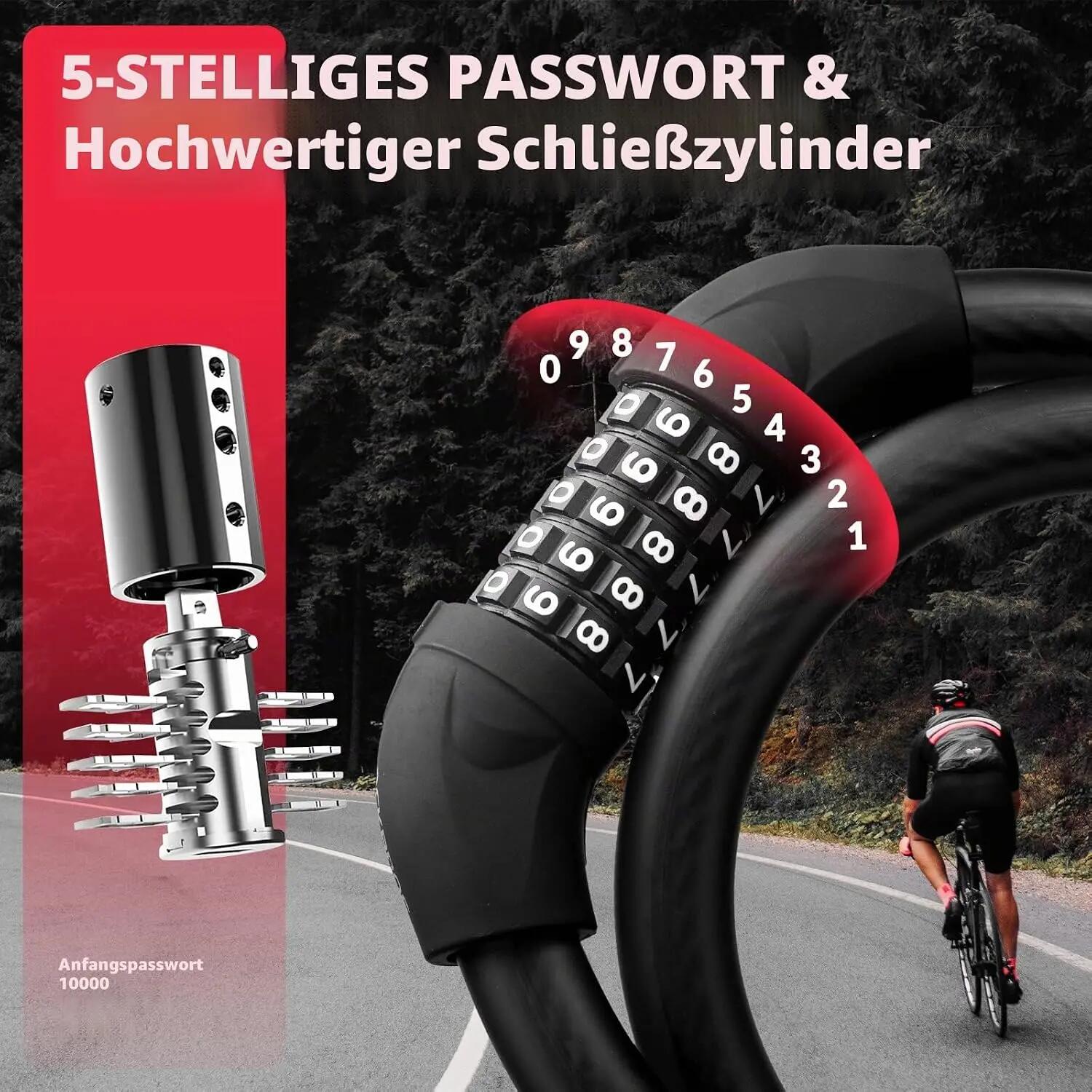 Kabelschloss Zahlenschloss 870mm 5-stellig – Fahrradschloss 2/7