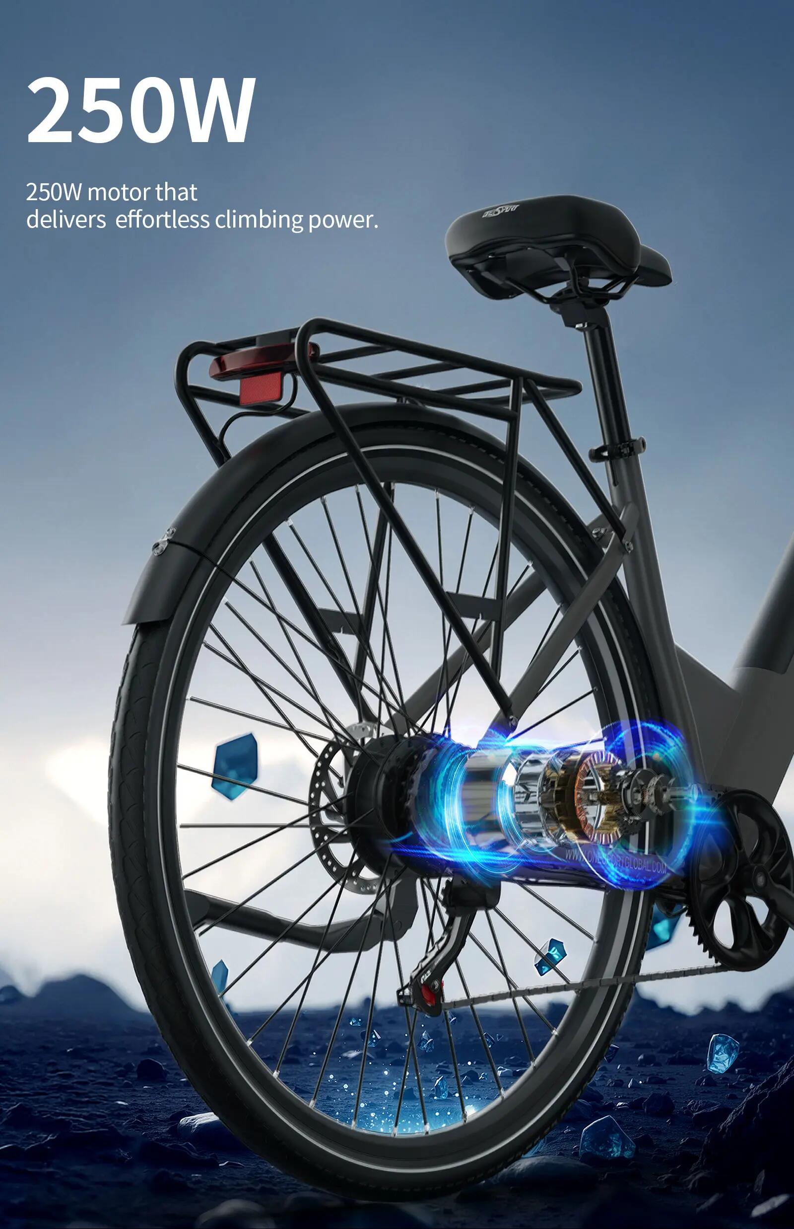 Bici elettrica adulti ONESPORT OT12 250W 36V13Ah 27.5" Città 9/10