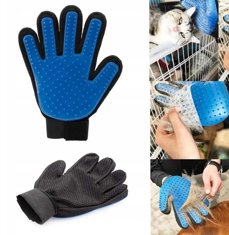 Guante cepillo para peinar el pelo de perros y gatos, azul oscuro AS232172 4/7