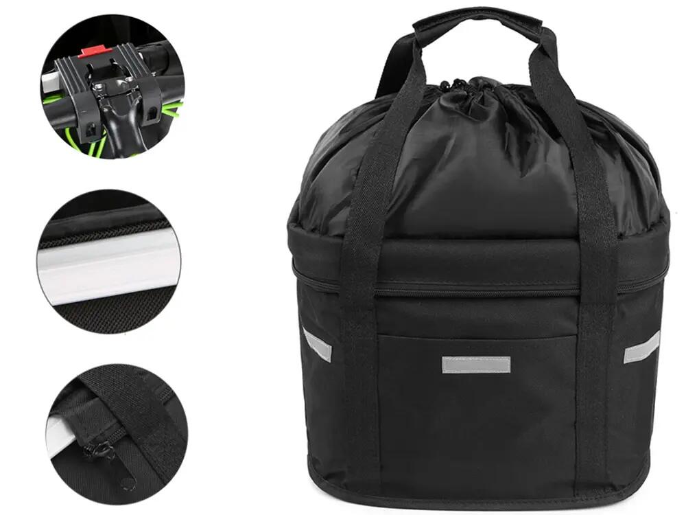 Cesto Dianteiro para Bicicleta 16 Litros Amovível Preto 7/9