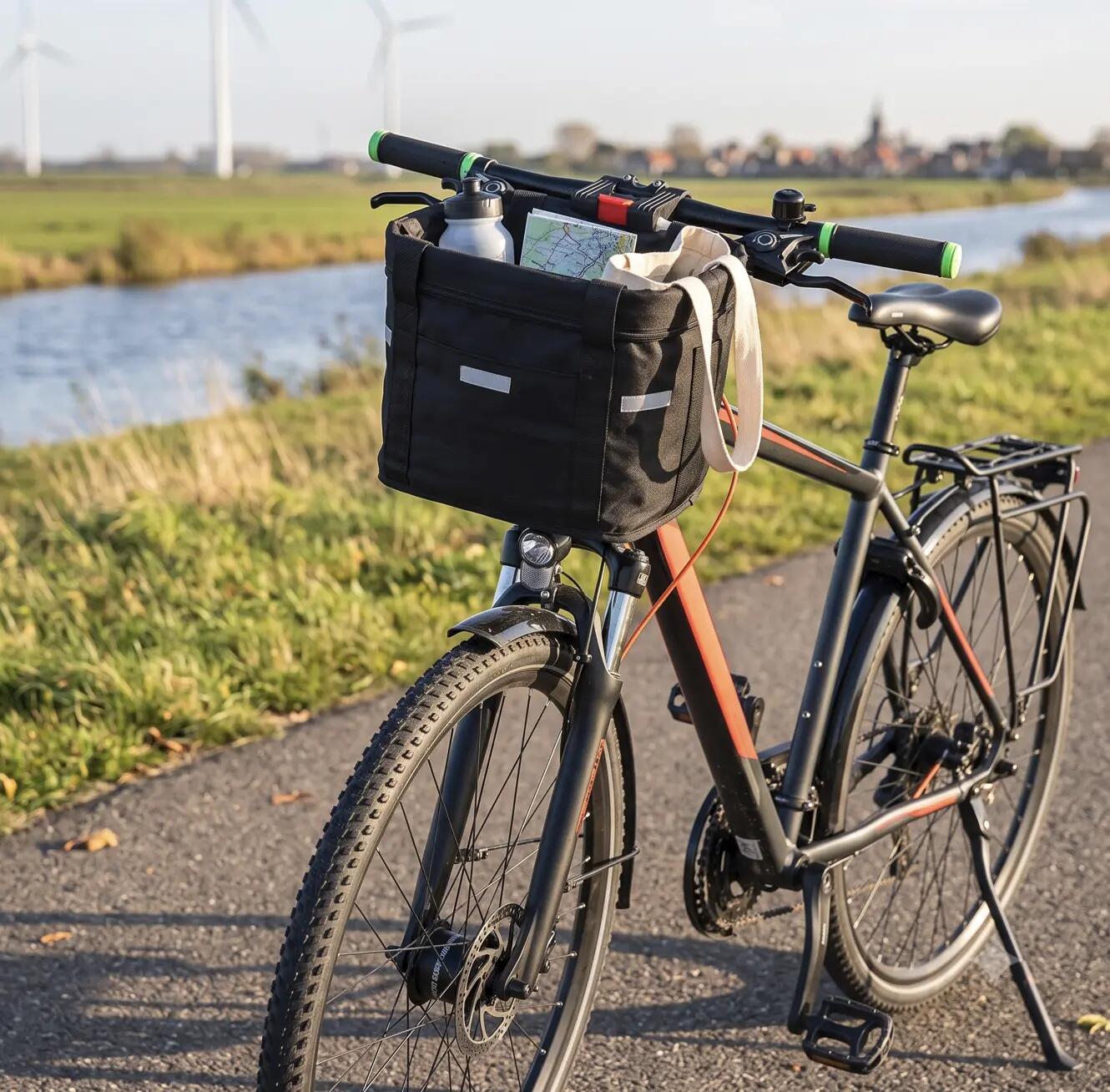 Cesto Dianteiro para Bicicleta 16 Litros Amovível Preto 2/9