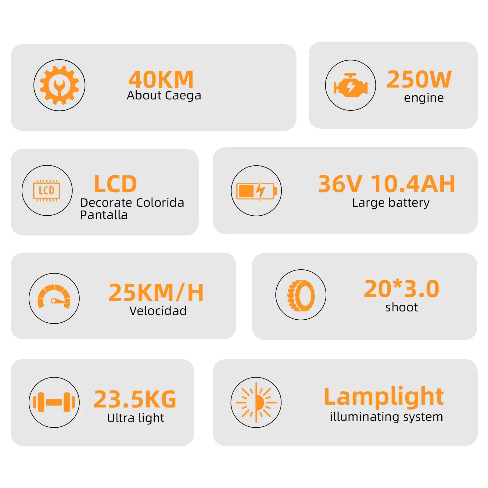 Bici Pieghevole K2C Batteria 36V 10.4Ah, Pneumatico 20" Tutto Terreno, Città e S 9/9