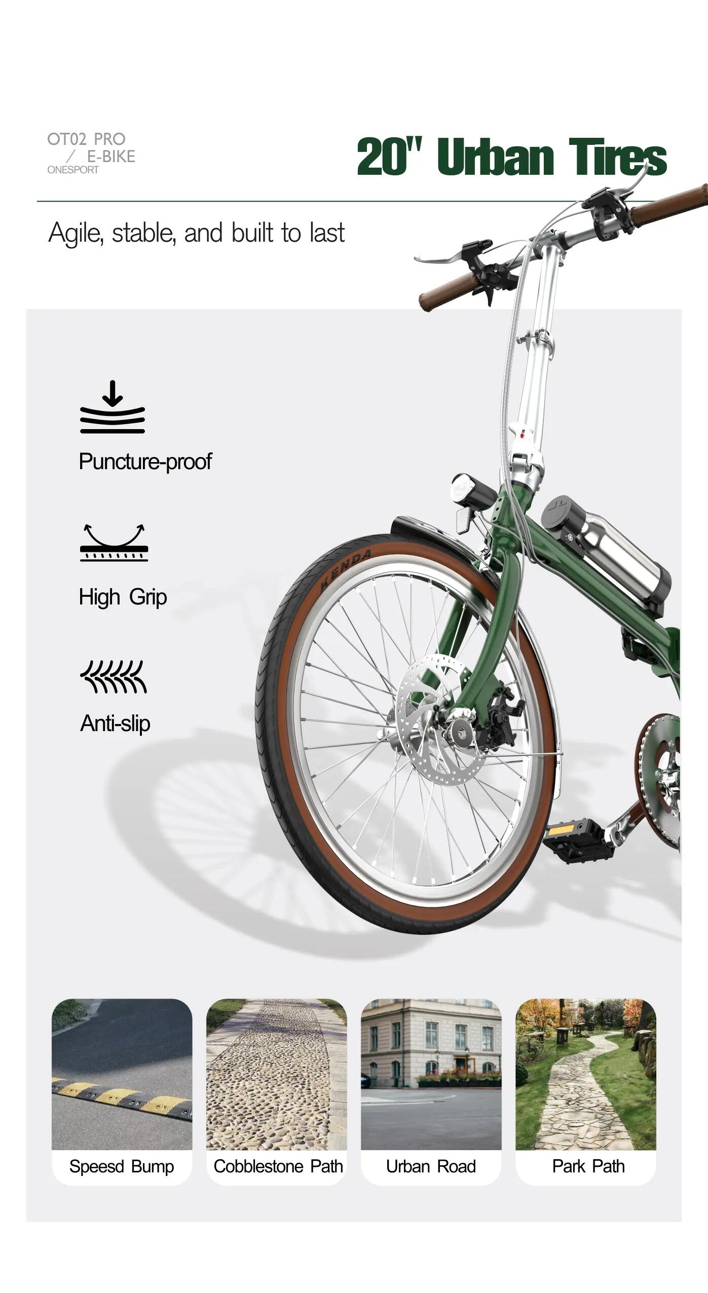 Bici elettrica pieghevole adulti OT02 Pro 250W 20" 36V5.2Ah Città 11/12