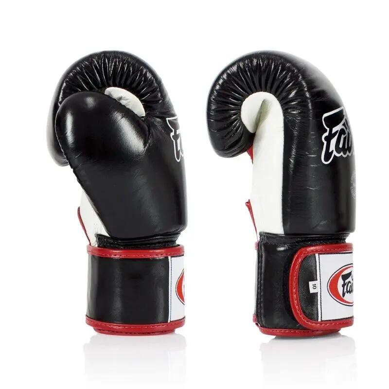 Fairtex bokshandschoenen van echt leer BGV1 Zwart/Wit/Rood 12oz 2/3