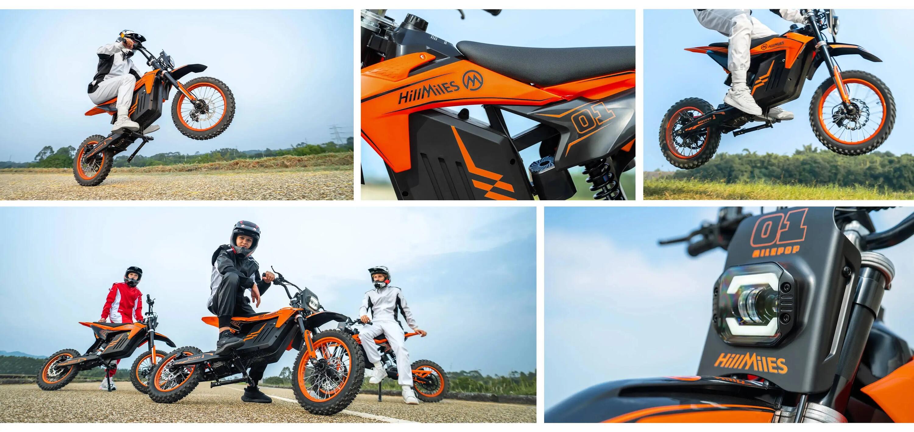 Moto elétrica off-road adulto HillMiles MilePop 1 48V25Ah 14"&12" 13/13
