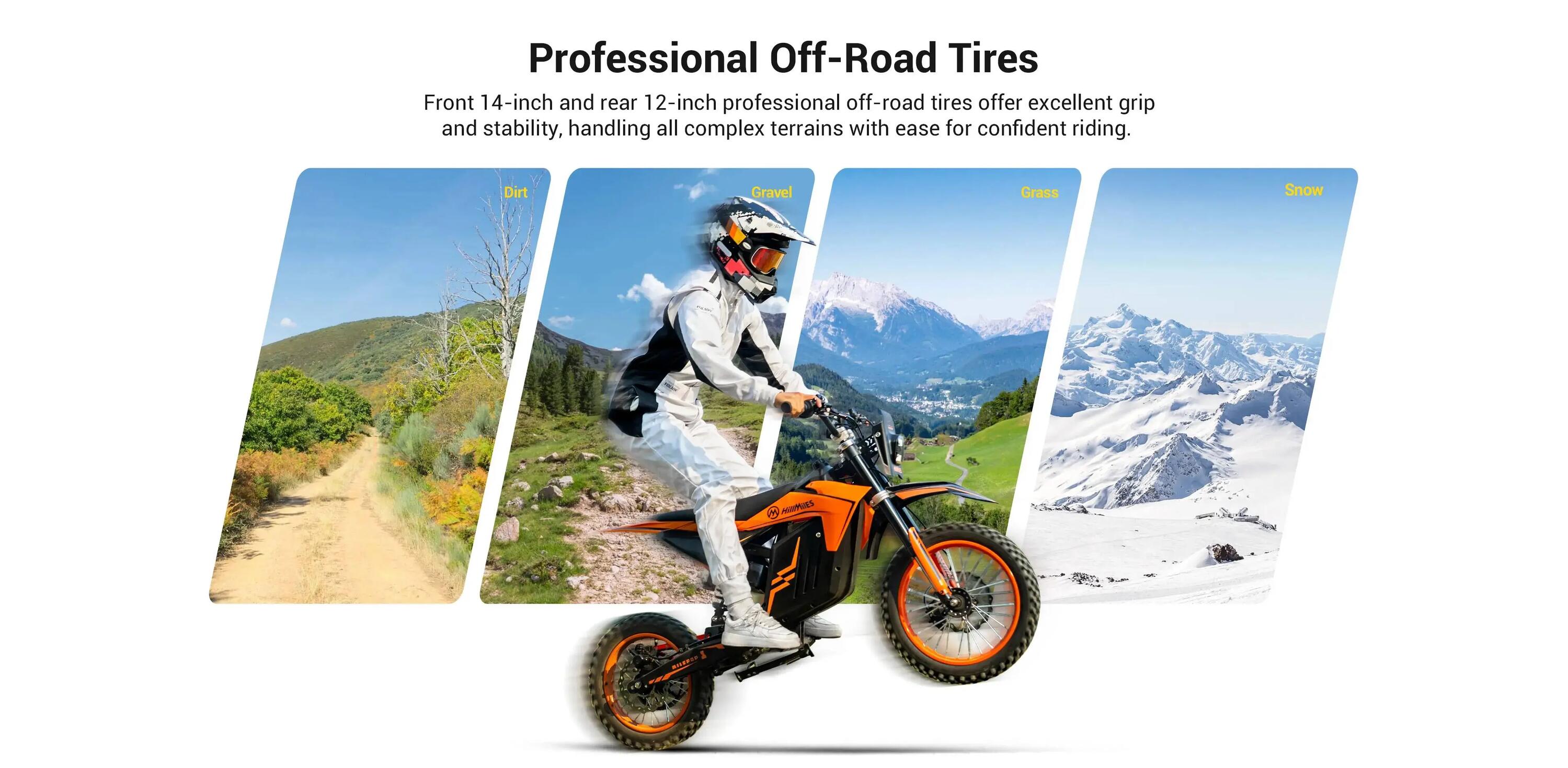 Moto elétrica off-road adulto HillMiles MilePop 1 48V25Ah 14"&12" 10/13