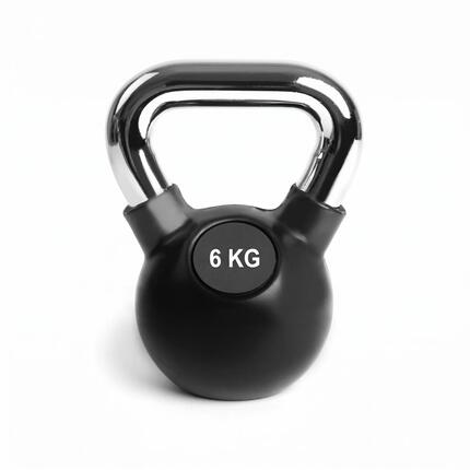 Kettlebell Krafttraining Gusseisen gummiert verchromter Griff 4 kg